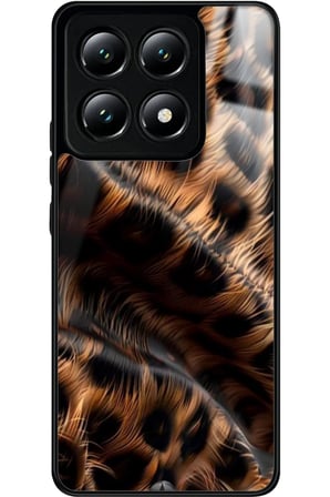 Xiaomi Mi 14T Pro Uyumlu Kahverengi Leopar Tasarımlı Parlak Silikon Kılıf