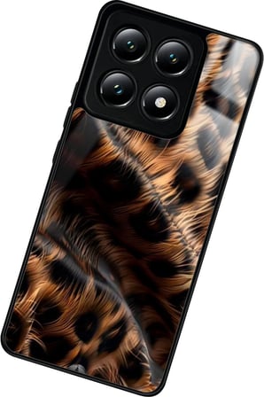 Xiaomi Mi 14T Pro Uyumlu Kahverengi Leopar Tasarımlı Parlak Silikon Kılıf