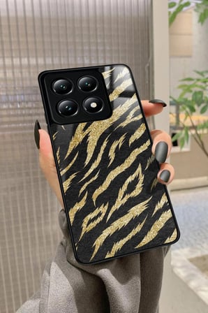 Xiaomi Mi 14T Pro Uyumlu Kahverengi Zebra Tasarımlı Parlak Silikon Kılıf