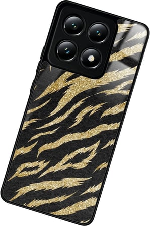 Xiaomi Mi 14T Pro Uyumlu Kahverengi Zebra Tasarımlı Parlak Silikon Kılıf