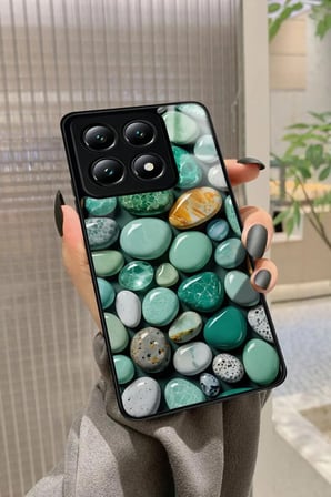 Xiaomi Mi 14T Pro Uyumlu Yeşil Taş Tasarımlı Parlak Silikon Kılıf