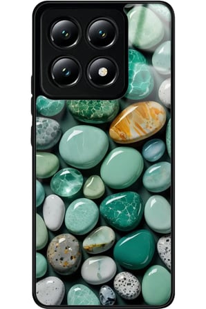 Xiaomi Mi 14T Pro Uyumlu Yeşil Taş Tasarımlı Parlak Silikon Kılıf
