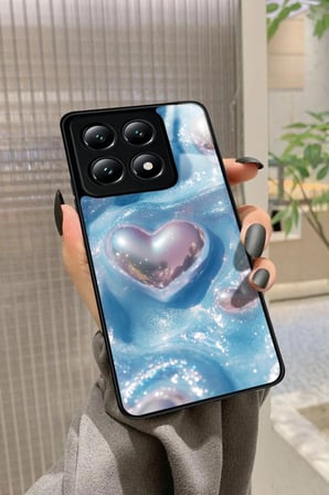 Xiaomi Mi 14T Pro Uyumlu Simli Kalp Tasarımlı Parlak Silikon Kılıf