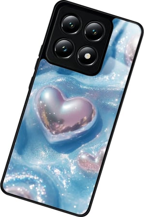 Xiaomi Mi 14T Pro Uyumlu Simli Kalp Tasarımlı Parlak Silikon Kılıf