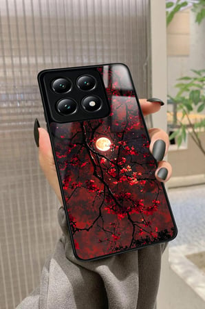 Xiaomi Mi 14T Pro Uyumlu Kırmızı Manzara Tasarımlı Parlak Silikon Kılıf