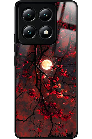 Xiaomi Mi 14T Pro Uyumlu Kırmızı Manzara Tasarımlı Parlak Silikon Kılıf