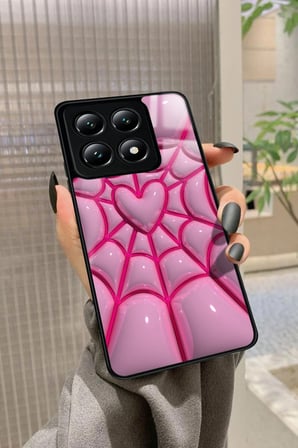 Xiaomi Mi 14T Pro Uyumlu Pembe Ağ Tasarımlı Parlak Silikon Kılıf