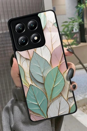 Xiaomi Mi 14T Pro Uyumlu Yaprak Tasarımlı Parlak Silikon Kılıf
