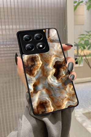 Xiaomi Mi 14T Uyumlu Beyaz&Altın Mermer Tasarımlı Parlak Silikon Kılıf