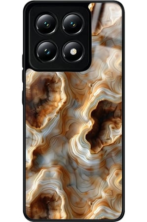 Xiaomi Mi 14T Uyumlu Beyaz&Altın Mermer Tasarımlı Parlak Silikon Kılıf