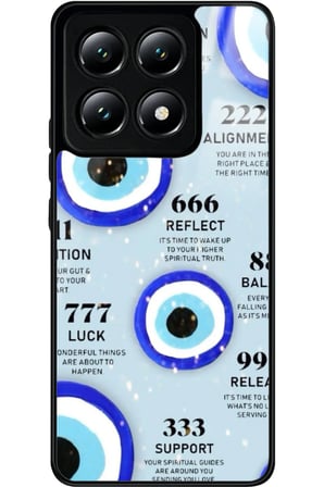Xiaomi Mi 14T Uyumlu Motivasyonlu Nazar Boncuğu Tasarımlı Parlak Silikon Kılıf
