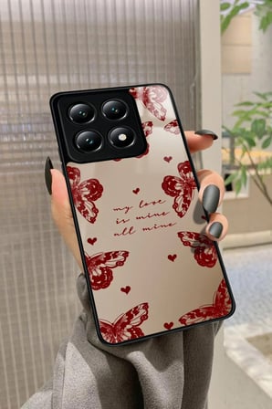 Xiaomi Mi 14T Uyumlu Kırmızı Kelebek Tasarımlı Parlak Silikon Kılıf