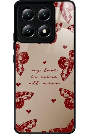 Xiaomi Mi 14T Uyumlu Kırmızı Kelebek Tasarımlı Parlak Silikon Kılıf
