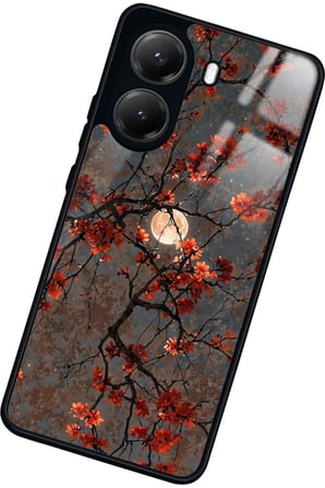 Xiaomi Poco X7 Pro Uyumlu Van Gogh Kırmızı Ağaç Tablo Tasarımlı Parlak Silikon Kılıf
