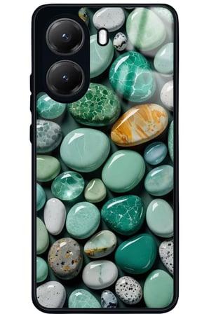 Xiaomi Poco X7 Pro Uyumlu Yeşil Taş Tasarımlı Parlak Silikon Kılıf