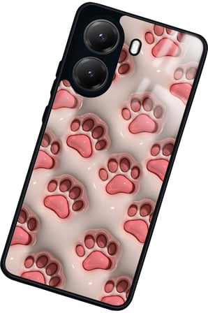 Xiaomi Poco X7 Pro Uyumlu Pembe Kedi Patisi Tasarımlı Parlak Silikon Kılıf