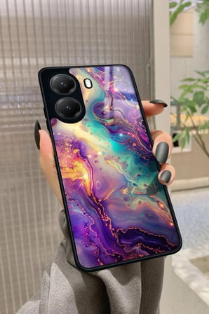 Xiaomi Poco X7 Pro Uyumlu Karışık Mermer Tasarımlı Parlak Silikon Kılıf