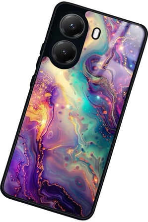Xiaomi Poco X7 Pro Uyumlu Karışık Mermer Tasarımlı Parlak Silikon Kılıf