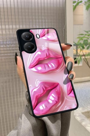Xiaomi Poco X7 Pro Uyumlu Pembe Dudak Tasarımlı Parlak Silikon Kılıf