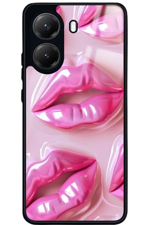 Xiaomi Poco X7 Pro Uyumlu Pembe Dudak Tasarımlı Parlak Silikon Kılıf
