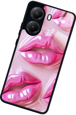 Xiaomi Poco X7 Pro Uyumlu Pembe Dudak Tasarımlı Parlak Silikon Kılıf