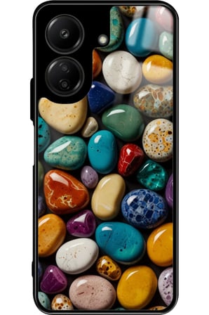 Xiaomi Redmi 13C Uyumlu Renkli Taş Tasarımlı Parlak Silikon Kılıf