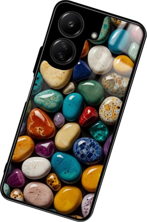 Xiaomi Redmi 13C Uyumlu Renkli Taş Tasarımlı Parlak Silikon Kılıf