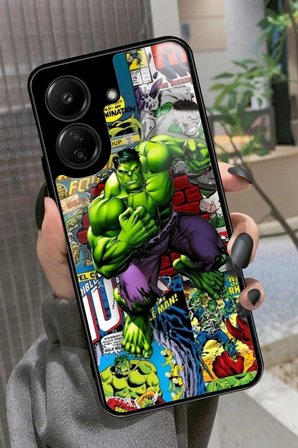 Xiaomi Redmi 13C Uyumlu Hulk Tasarımlı Parlak Silikon Kılıf