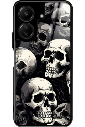 Xiaomi Redmi 13C Uyumlu Kurukafa Tasarımlı Parlak Silikon Kılıf