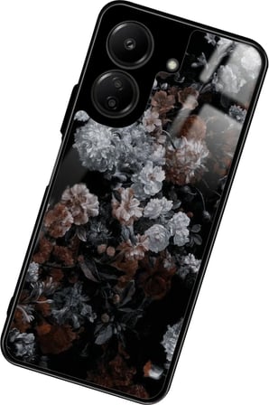 Xiaomi Redmi 13C Uyumlu Beyaz Çiçek Tasarımlı Parlak Silikon Kılıf