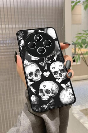 Xiaomi Redmi 14C Uyumlu Kurukafa Tasarımlı Parlak Silikon Kılıf