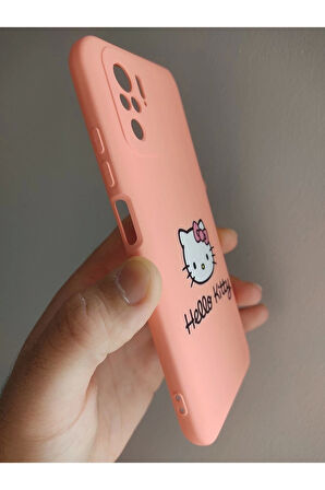 Xiaomi Redmi Note 10s Hello Kitty Tasarım Telefon Boyun Askılı Set Kılıf