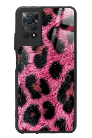 Xiaomi Redmi Note 11 Pro Uyumlu Pembe Leopar Tasarımlı Parlak Silikon Kılıf