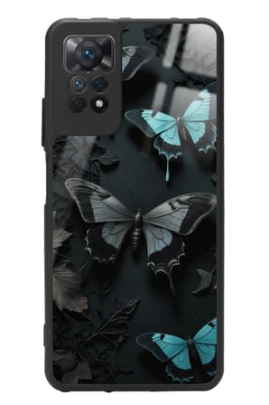 Xiaomi Redmi Note 11 Pro Uyumlu Siyah Kelebek Tasarımlı Parlak Silikon Kılıf