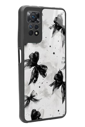 Xiaomi Redmi Note 11 Pro Uyumlu Siyah Kurdele Tasarımlı Parlak Silikon Kılıf