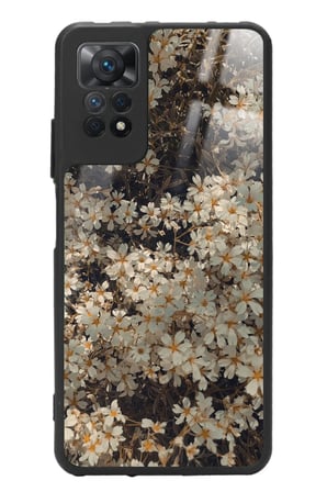 Xiaomi Redmi Note 11 Pro Uyumlu Beyaz Çiçek Tasarımlı Parlak Silikon Kılıf