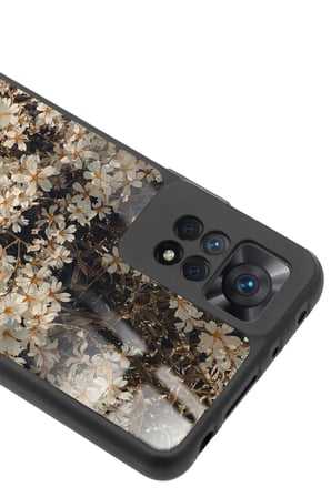 Xiaomi Redmi Note 11 Pro Uyumlu Beyaz Çiçek Tasarımlı Parlak Silikon Kılıf