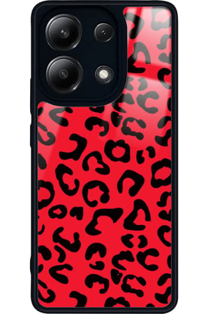 Xiaomi Redmi Note 13 4G Uyumlu Kırmızı Leopar Tasarımlı Parlak Silikon Kılıf