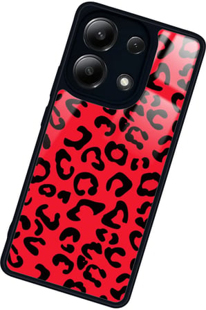 Xiaomi Redmi Note 13 4G Uyumlu Kırmızı Leopar Tasarımlı Parlak Silikon Kılıf