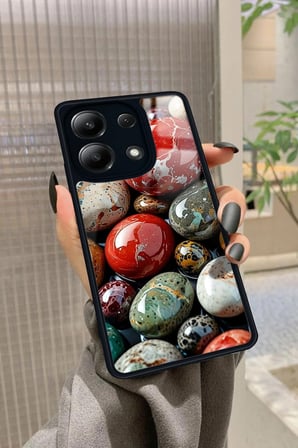 Xiaomi Redmi Note 13 4G Uyumlu Renkli Taş Tasarımlı Parlak Silikon Kılıf
