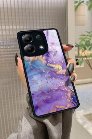 Xiaomi Redmi Note 13 4G Uyumlu Mor Mermer Tasarımlı Parlak Silikon Kılıf