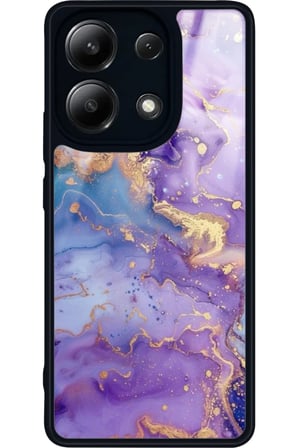 Xiaomi Redmi Note 13 4G Uyumlu Mor Mermer Tasarımlı Parlak Silikon Kılıf