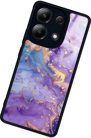 Xiaomi Redmi Note 13 4G Uyumlu Mor Mermer Tasarımlı Parlak Silikon Kılıf