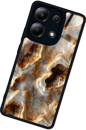 Xiaomi Redmi Note 13 4G Uyumlu Beyaz&Altın Mermer Tasarımlı Parlak Silikon Kılıf