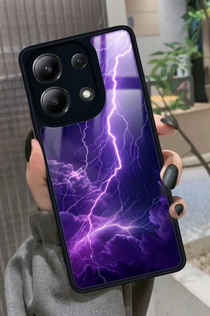 Xiaomi Redmi Note 13 4G Uyumlu Mor Şimşek Tasarımlı Parlak Silikon Kılıf