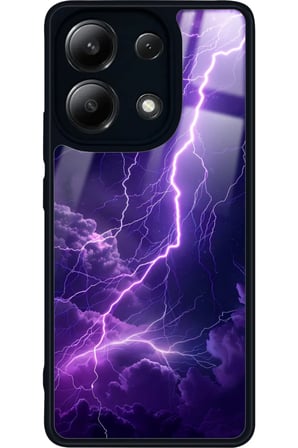 Xiaomi Redmi Note 13 4G Uyumlu Mor Şimşek Tasarımlı Parlak Silikon Kılıf