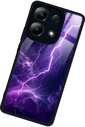 Xiaomi Redmi Note 13 4G Uyumlu Mor Şimşek Tasarımlı Parlak Silikon Kılıf