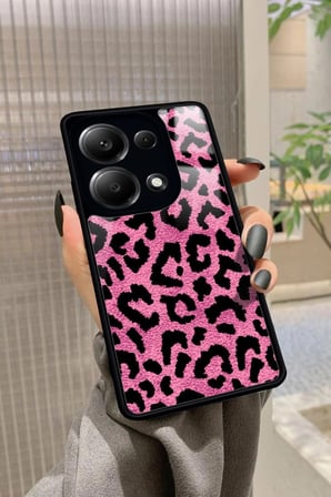 Xiaomi Redmi Note 13 Pro 4G Uyumlu Pembe Leopar Tasarımlı Parlak Silikon Kılıf