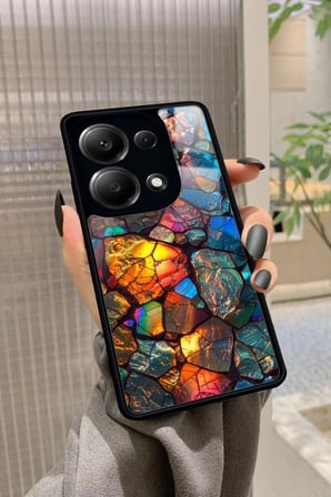 Xiaomi Redmi Note 13 Pro 4G Uyumlu Renkli Taş Tasarımlı Parlak Silikon Kılıf