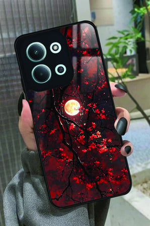 Xiaomi Redmi 15C Uyumlu Van Gogh Kırmızı Ağaç Tablo Tasarımlı Parlak Silikon Kılıf